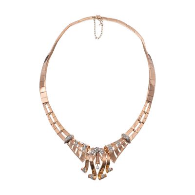 Girocollo in oro rosa 18 kt con brillanti e diamanti