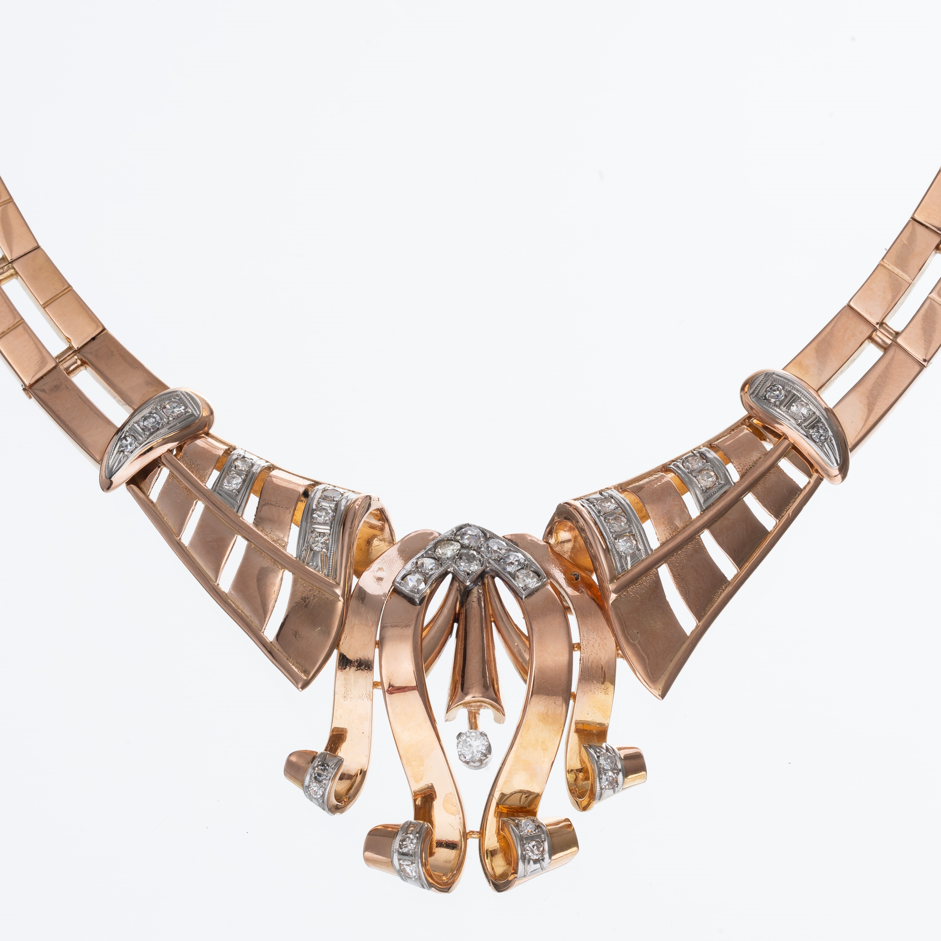 Girocollo in oro rosa 18 kt con brillanti e diamanti