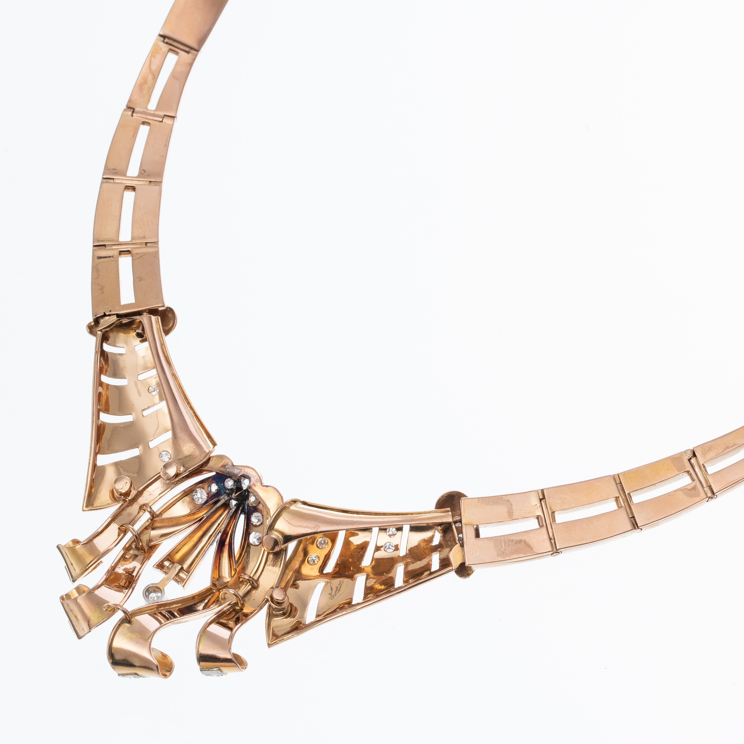 Girocollo in oro rosa 18 kt con brillanti e diamanti