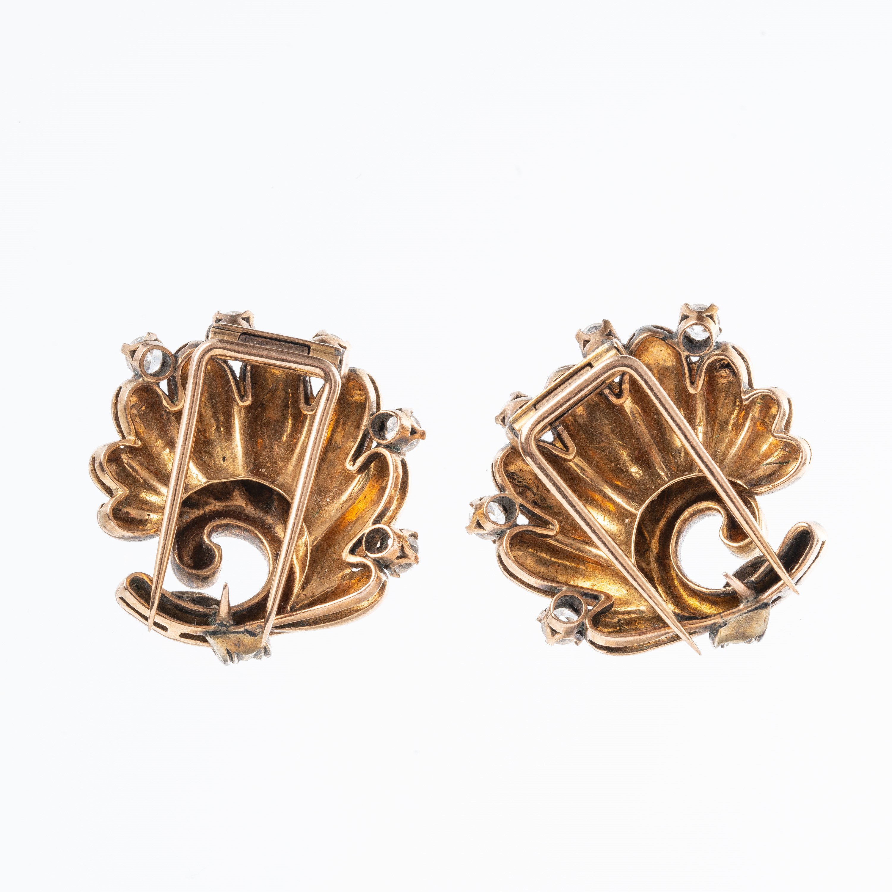 Spille, Oro giallo 18 kt con diamanti e zirconi