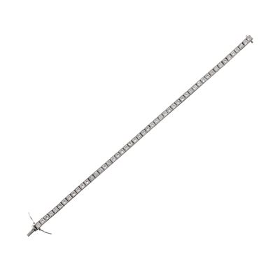Bracciale tennis in oro bianco 18 kt con diamanti carré incolori