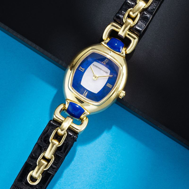 Audemars Piguet - Audemarine, orologio solo tempo in oro giallo 18 kt con quadrante in lapislazzu...