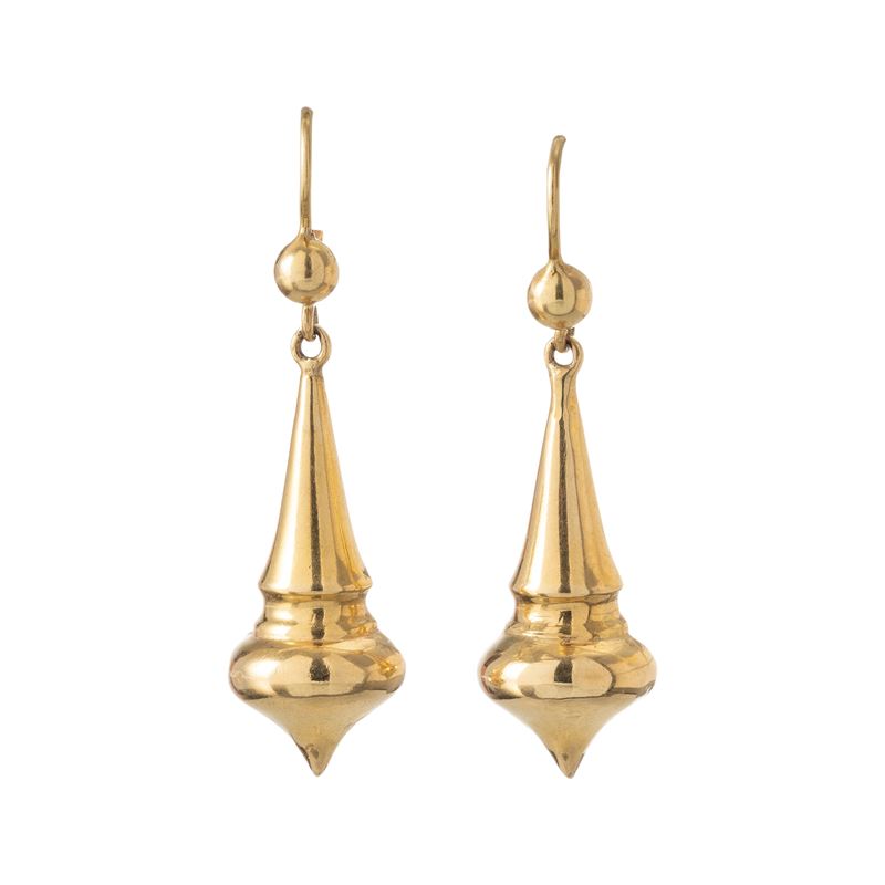 Orecchini a trottola, oro giallo 18 kt