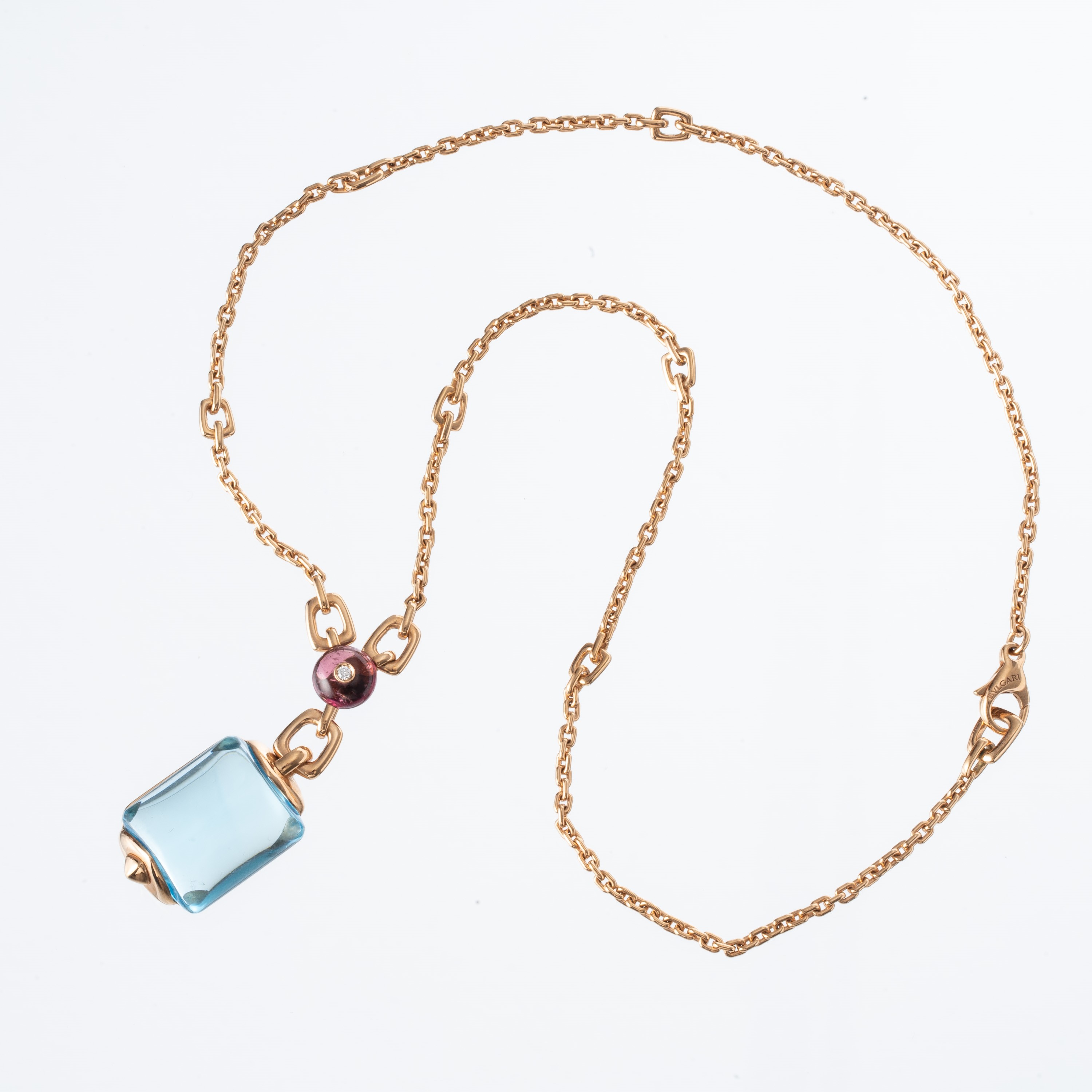 Bulgari - Parure in oro giallo 18 kt e quarzo azzurro
