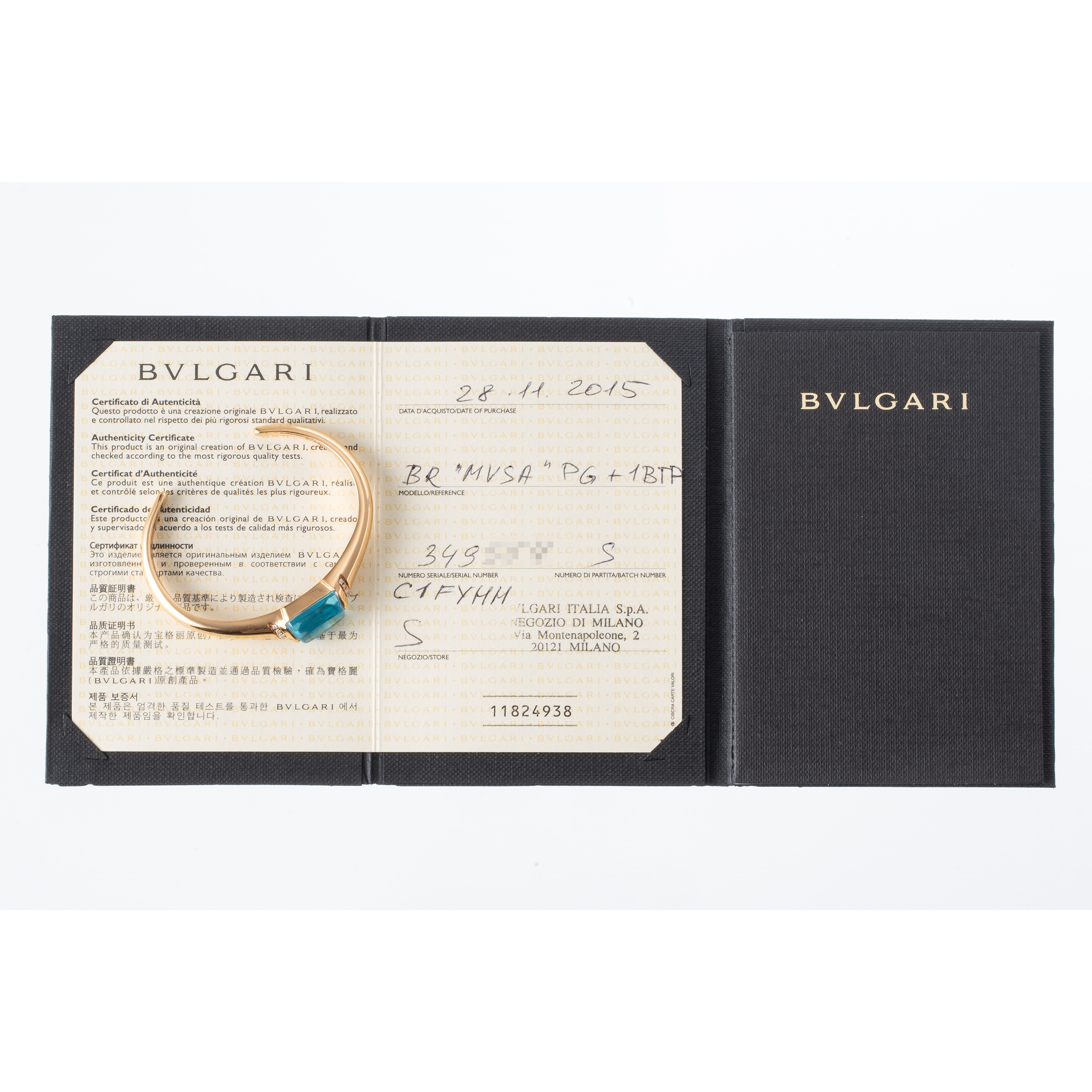 Bulgari - Parure in oro giallo 18 kt e quarzo azzurro