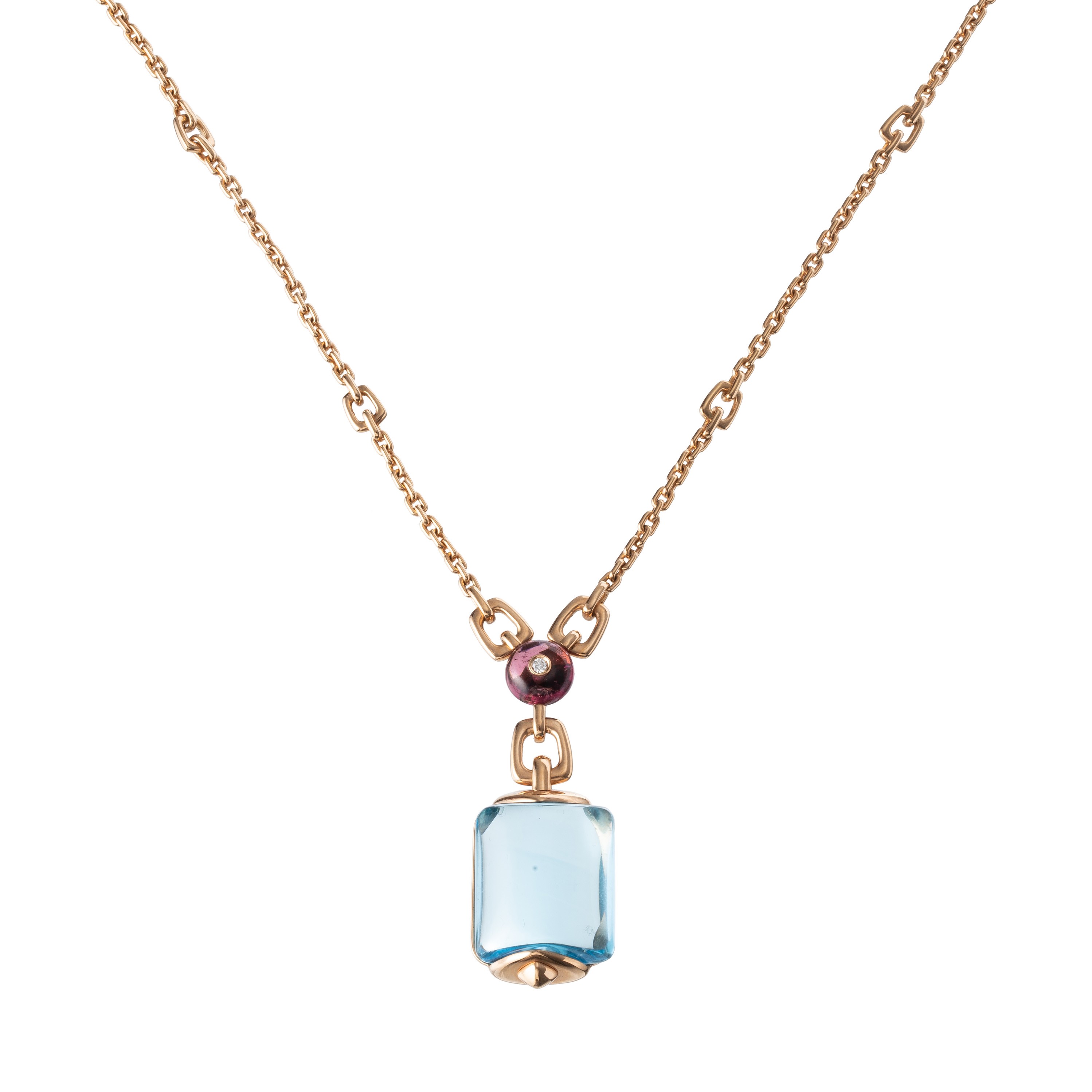 Bulgari - Parure in oro giallo 18 kt e quarzo azzurro
