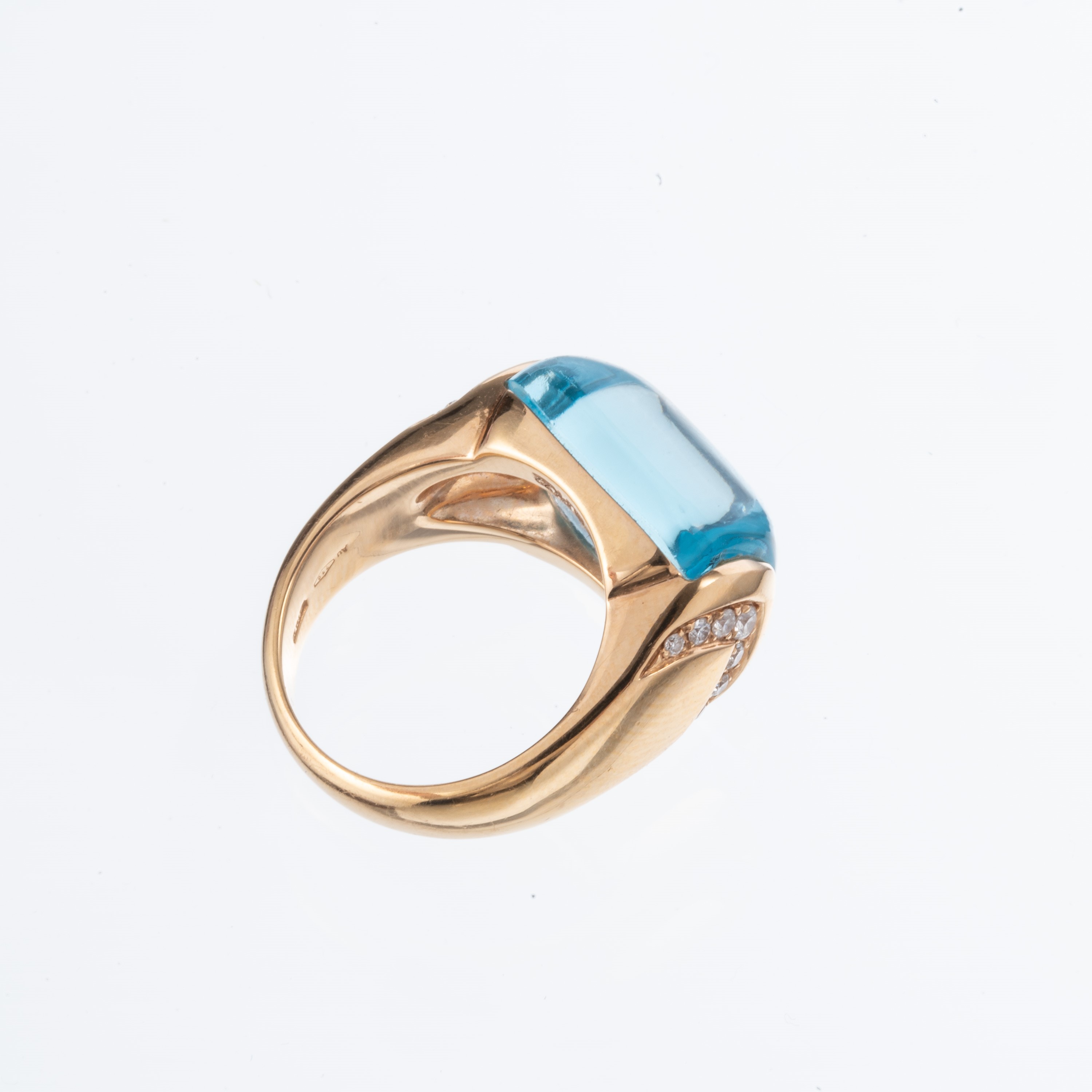 Bulgari - Parure in oro giallo 18 kt e quarzo azzurro
