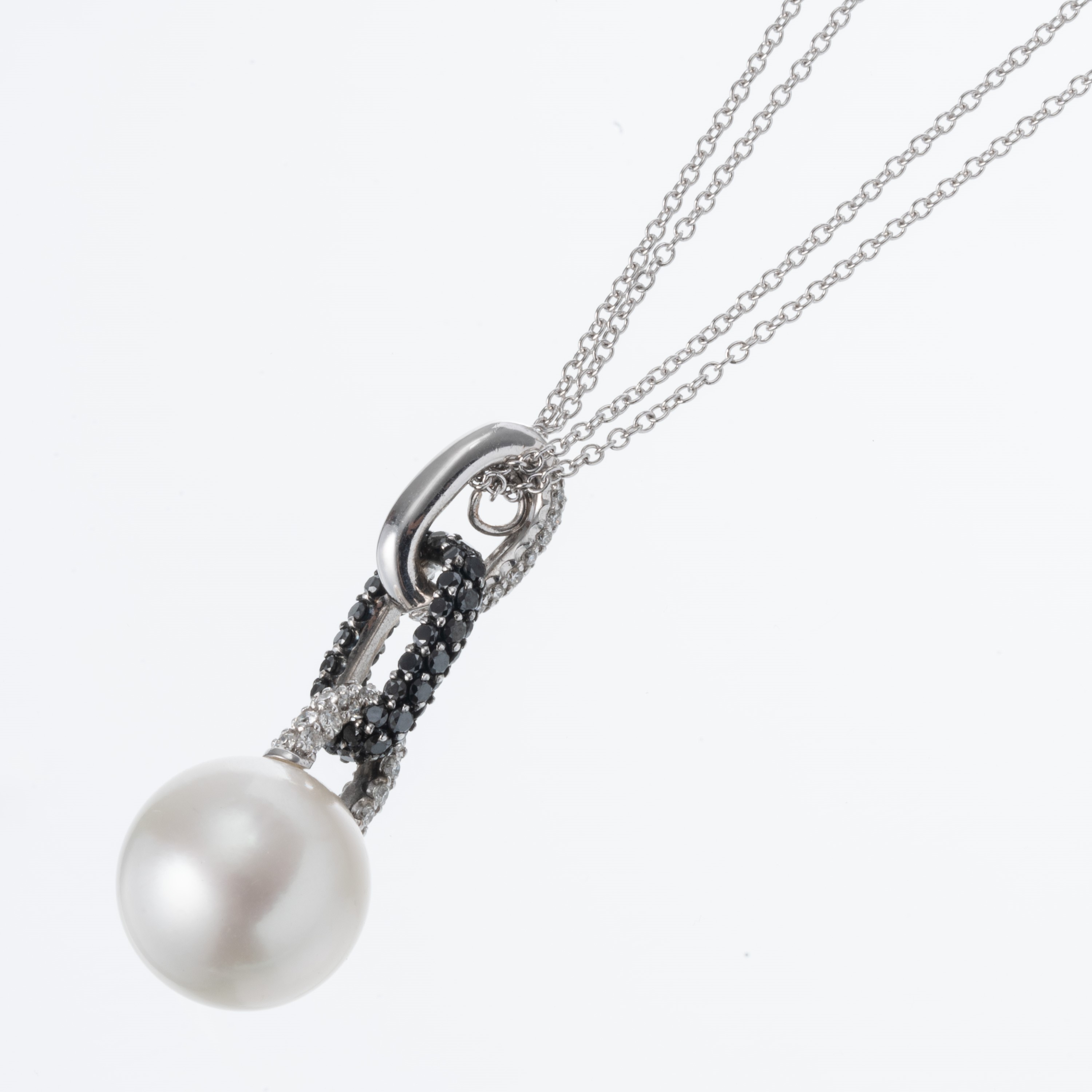 Girocollo, Oro bianco 18 kt con perla coltivata di mare