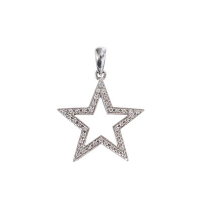 Ciondolo in oro bianco 18 kt a forma di stella con brillanti (0,38 ct)
