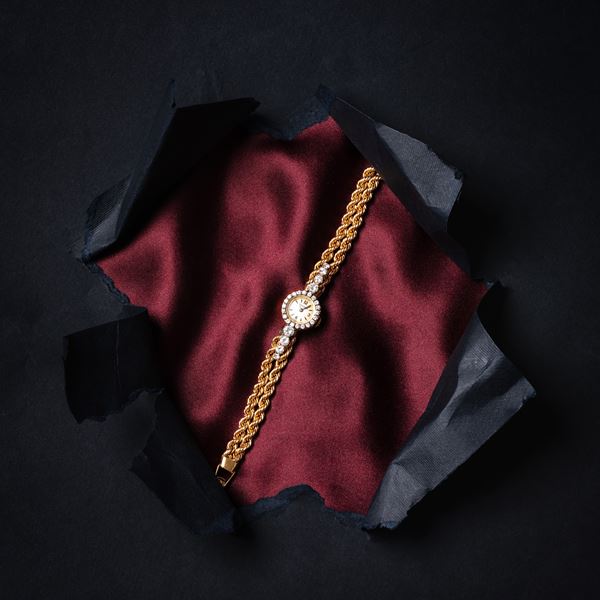 JAEGER LE COULTRE - JAEGER LE COULTRE - OROLOGIO GIOIELLO OROLOGIO IN ORO GIALLO 18KT DA DONNA A CARICA MANUALE CON BRACCIALE IN ORO GIALLO 18KT E DIAMANTI
