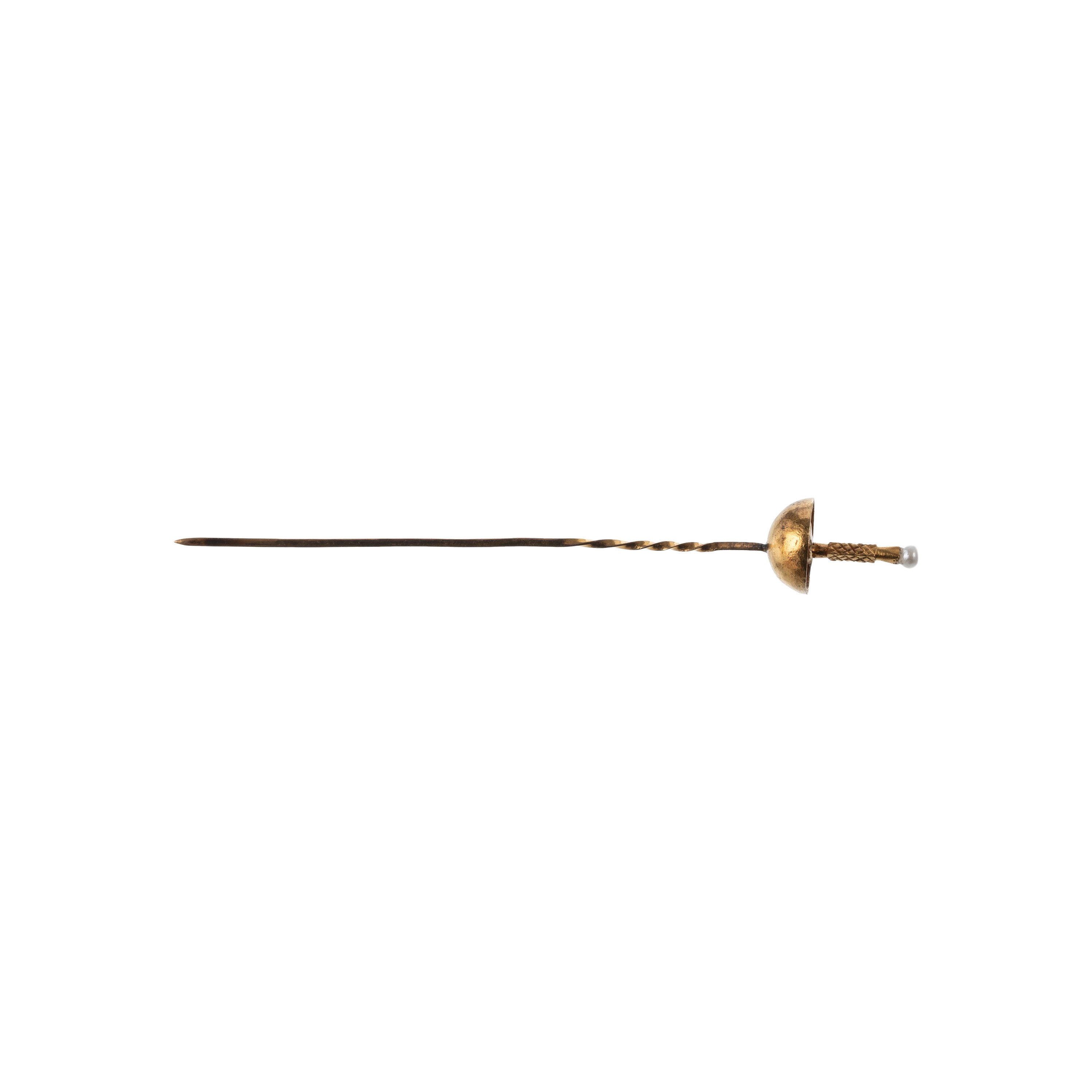 Oro giallo 18 kt, Spilloni da cravatta (5 pezzi) con motivo a fiorettto e soggetti decorativi