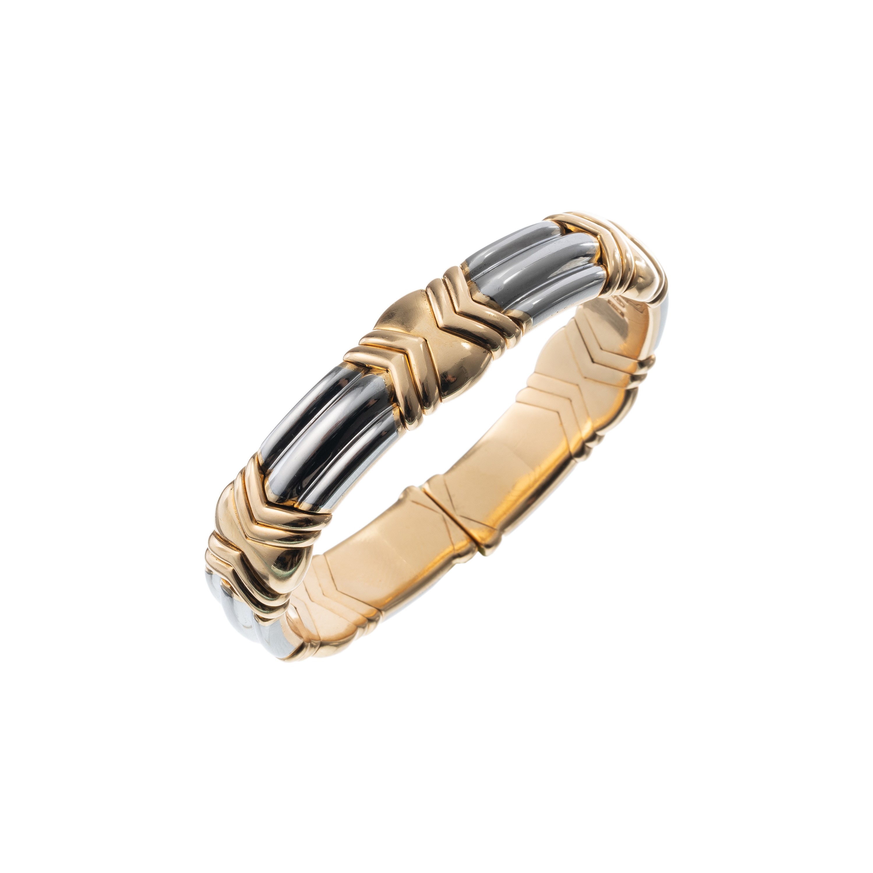 Bulgari - Bracciale “Parentesi” in acciaio e oro giallo 18 kt
