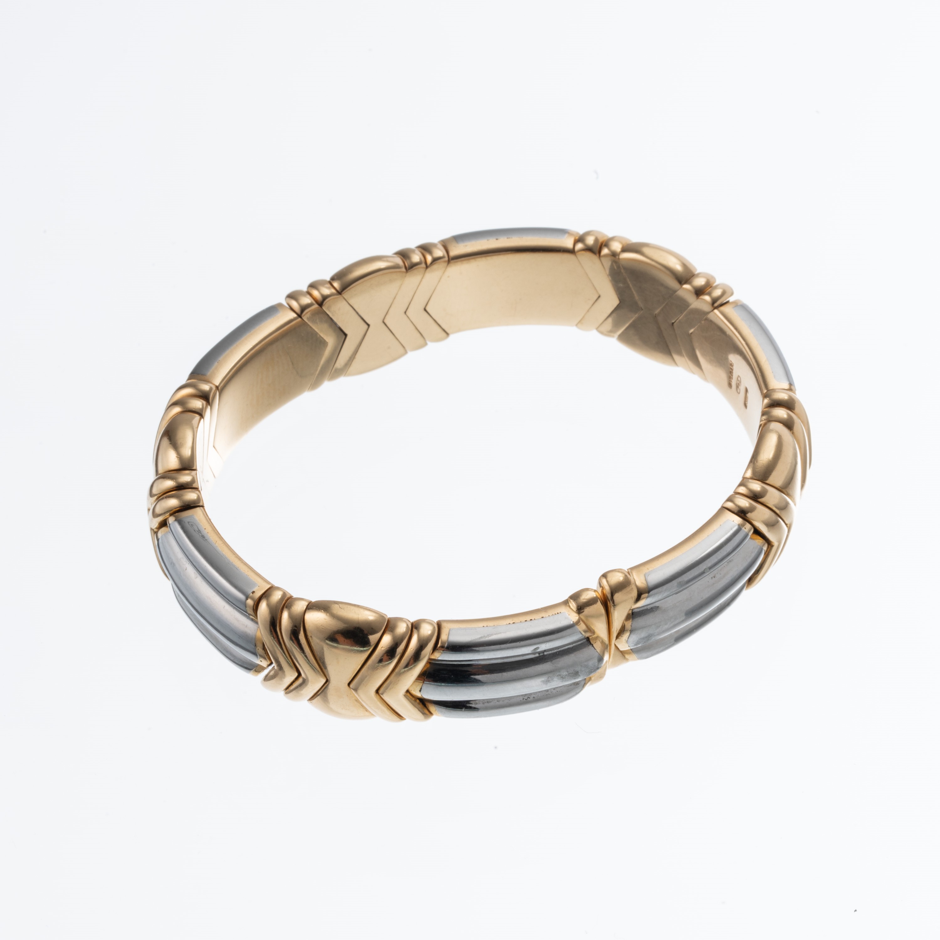 Bulgari - Bracciale “Parentesi” in acciaio e oro giallo 18 kt