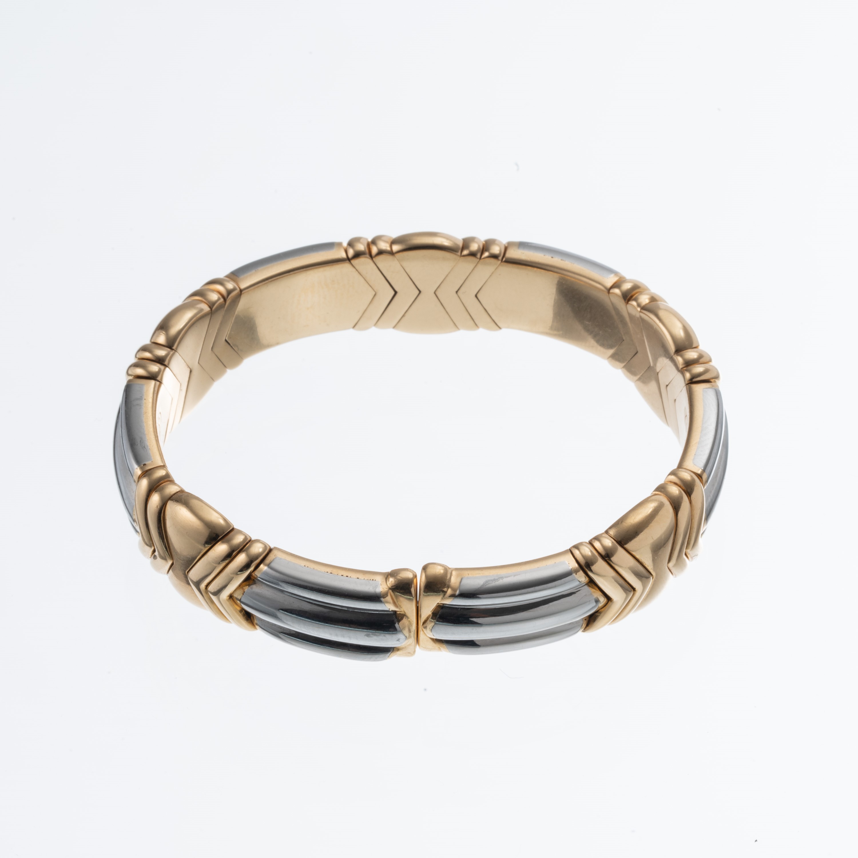 Bulgari - Bracciale “Parentesi” in acciaio e oro giallo 18 kt