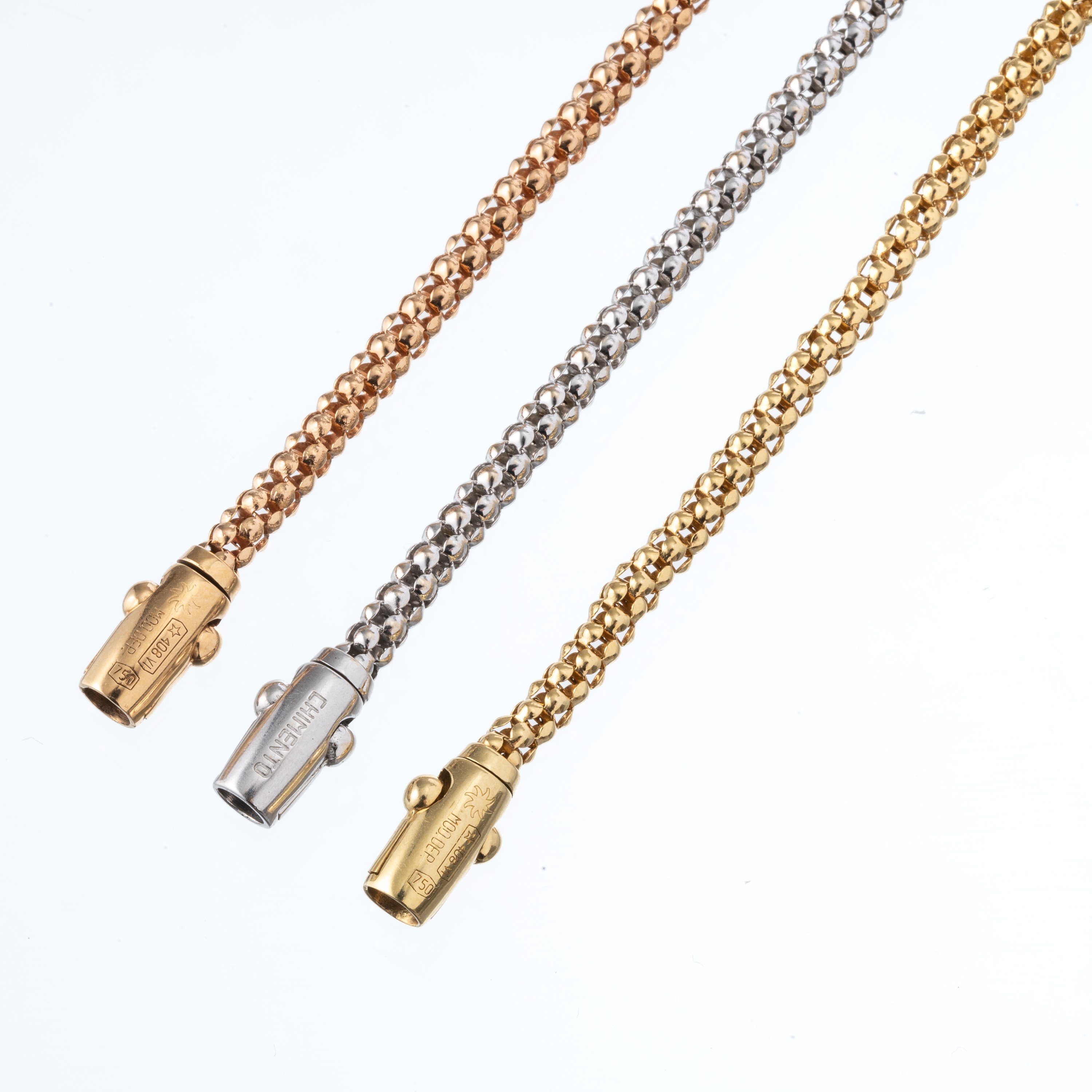 Chimento, Set di tre bracciali in oro 18 kt (oro giallo, oro rosa e oro bianco)