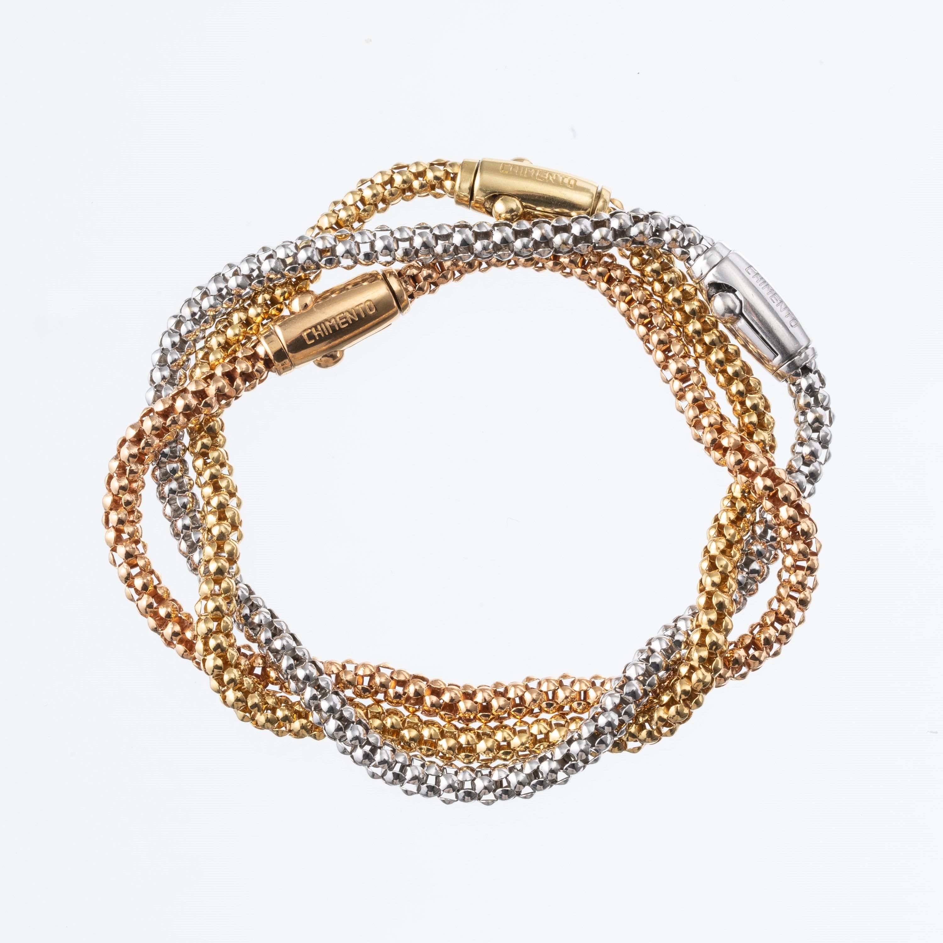 Chimento, Set di tre bracciali in oro 18 kt (oro giallo, oro rosa e oro bianco)