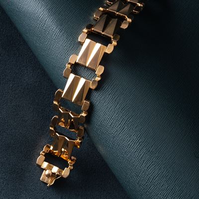 Oro 18 kt, Bracciale con motivi geometrici stampati