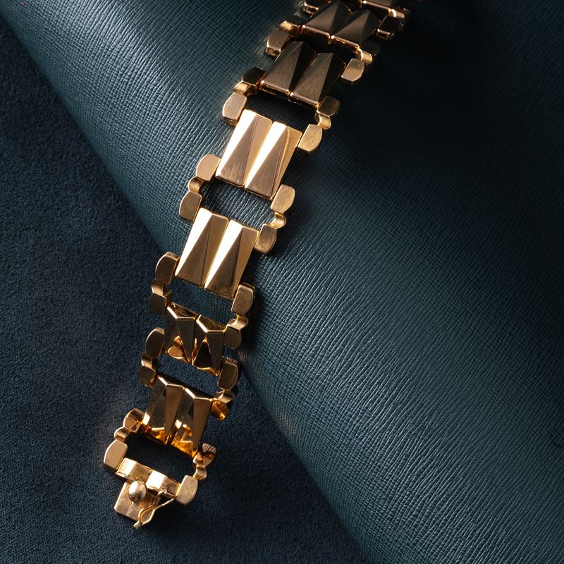 Oro 18 kt, Bracciale con motivi geometrici stampati