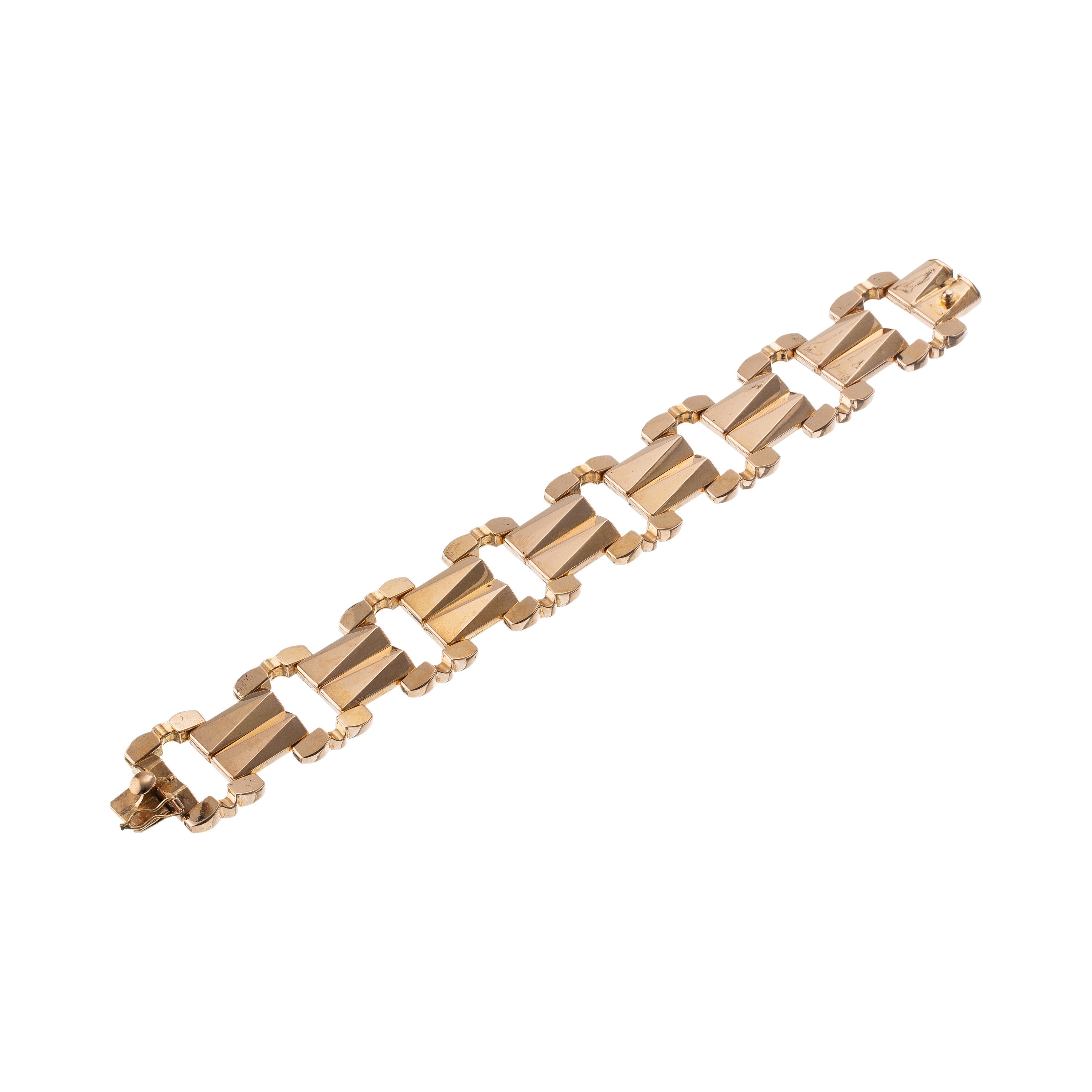 Oro 18 kt, Bracciale con motivi geometrici stampati