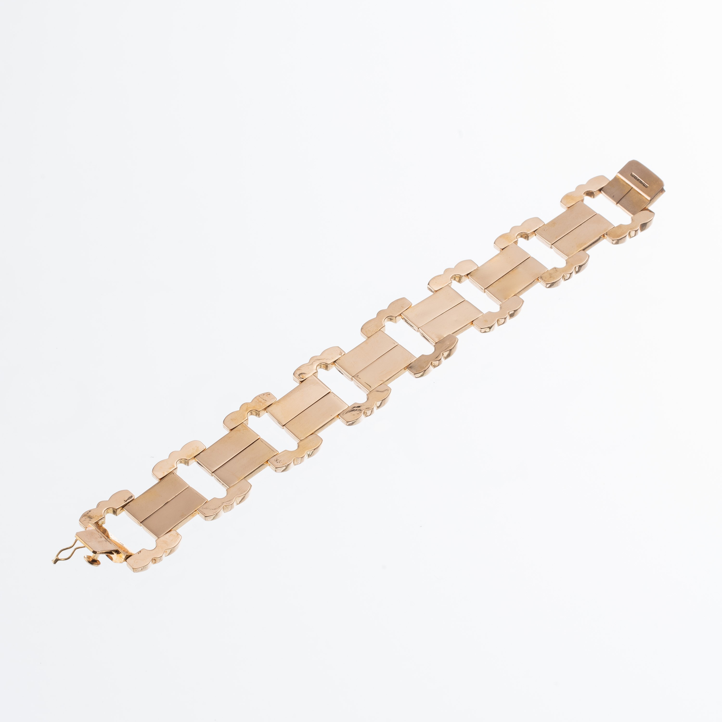 Oro 18 kt, Bracciale con motivi geometrici stampati