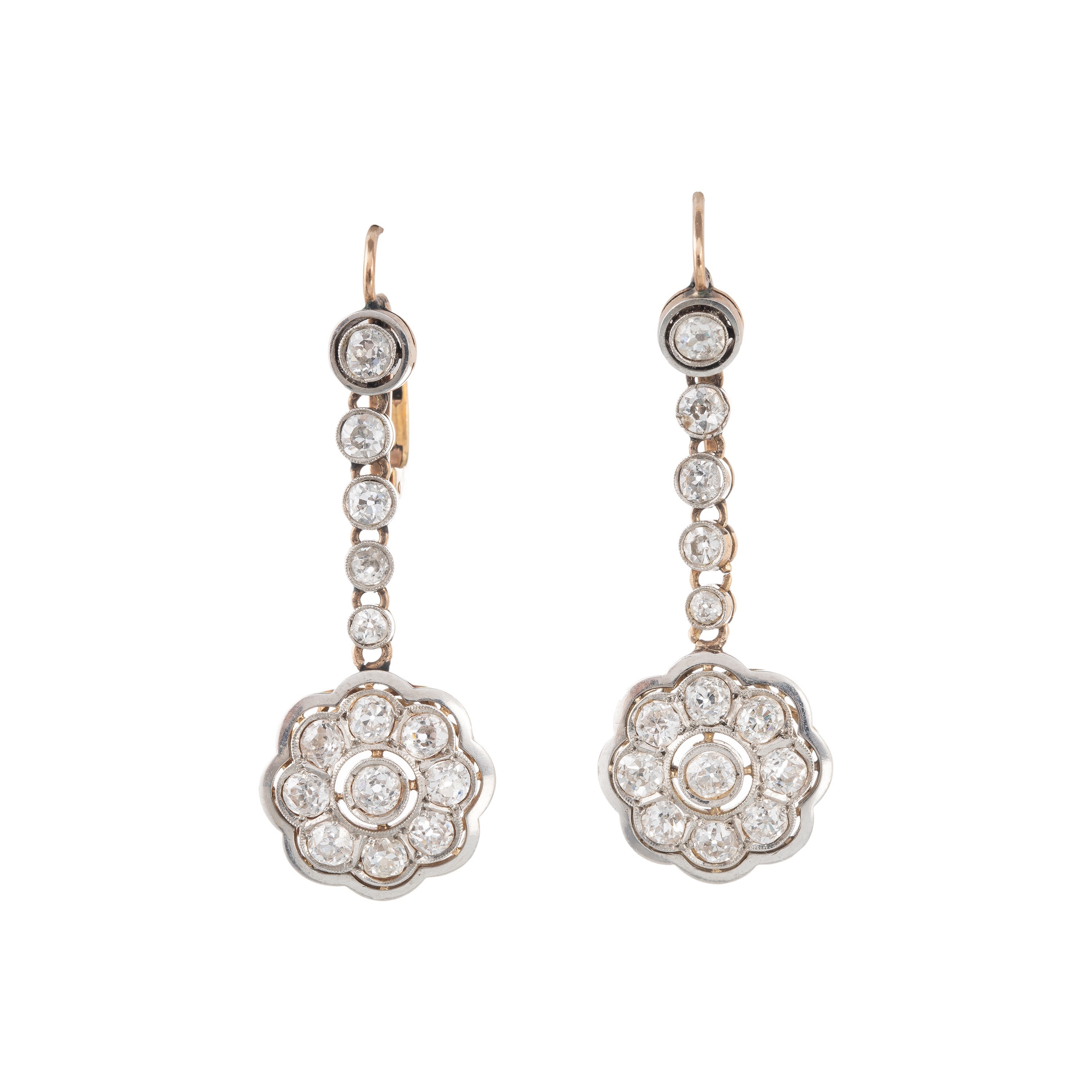 Orecchini in oro giallo 18kt con diamanti, 1,10 ct