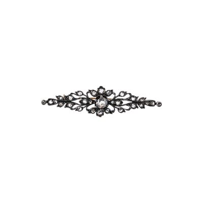 Spilla antica in oro bianco 18 kt, argento e diamanti