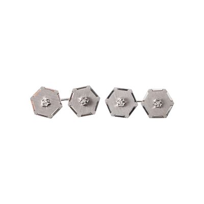 Gemelli, Oro bianco 18 kt con brillanti taglio Huit-Huit (0,12 ct) – Prima metà del XX secolo