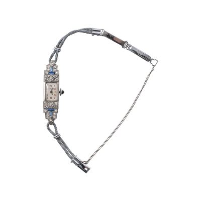 Vulcain, Orologio da donna Art Déco in oro bianco 18 kt con pietre, a carica manuale