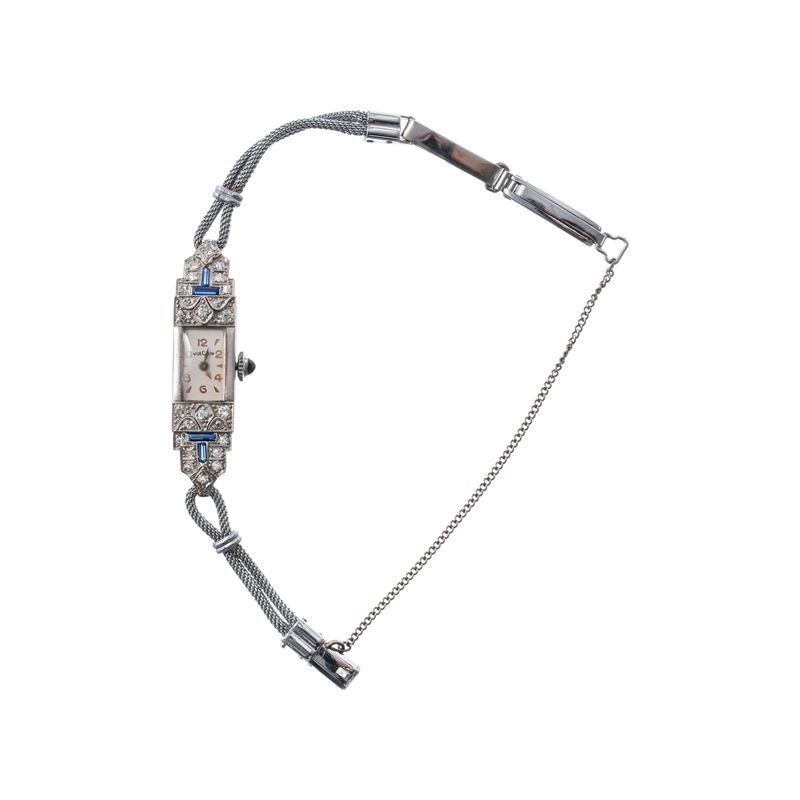 Vulcain, Orologio da donna Art Déco in oro bianco 18 kt con pietre, a carica manuale