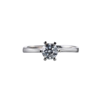 Oro bianco 18 kt, Anello con diamante ct 0,54, colore D-VVS1