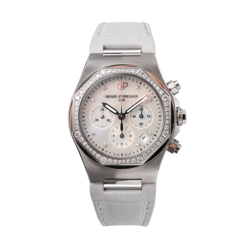 Girard Perregaux - Laureato Chrono cronografo automatico con quadrante in madreperla e ghiera in ...