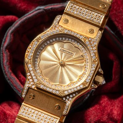 Santos “Miss Universo” 1991, orologio automatico in oro giallo 18 kt con diamanti e quadrante gui...