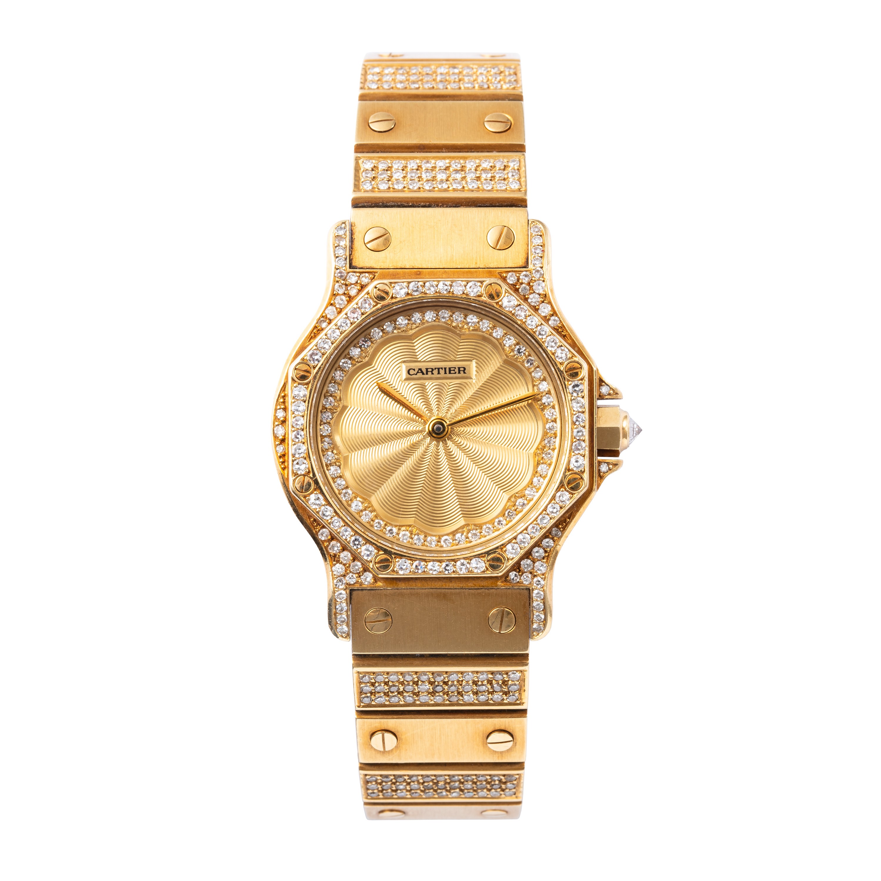 Cartier - Santos “Miss Universo” 1991, orologio automatico in oro giallo 18 kt con diamanti e qua...