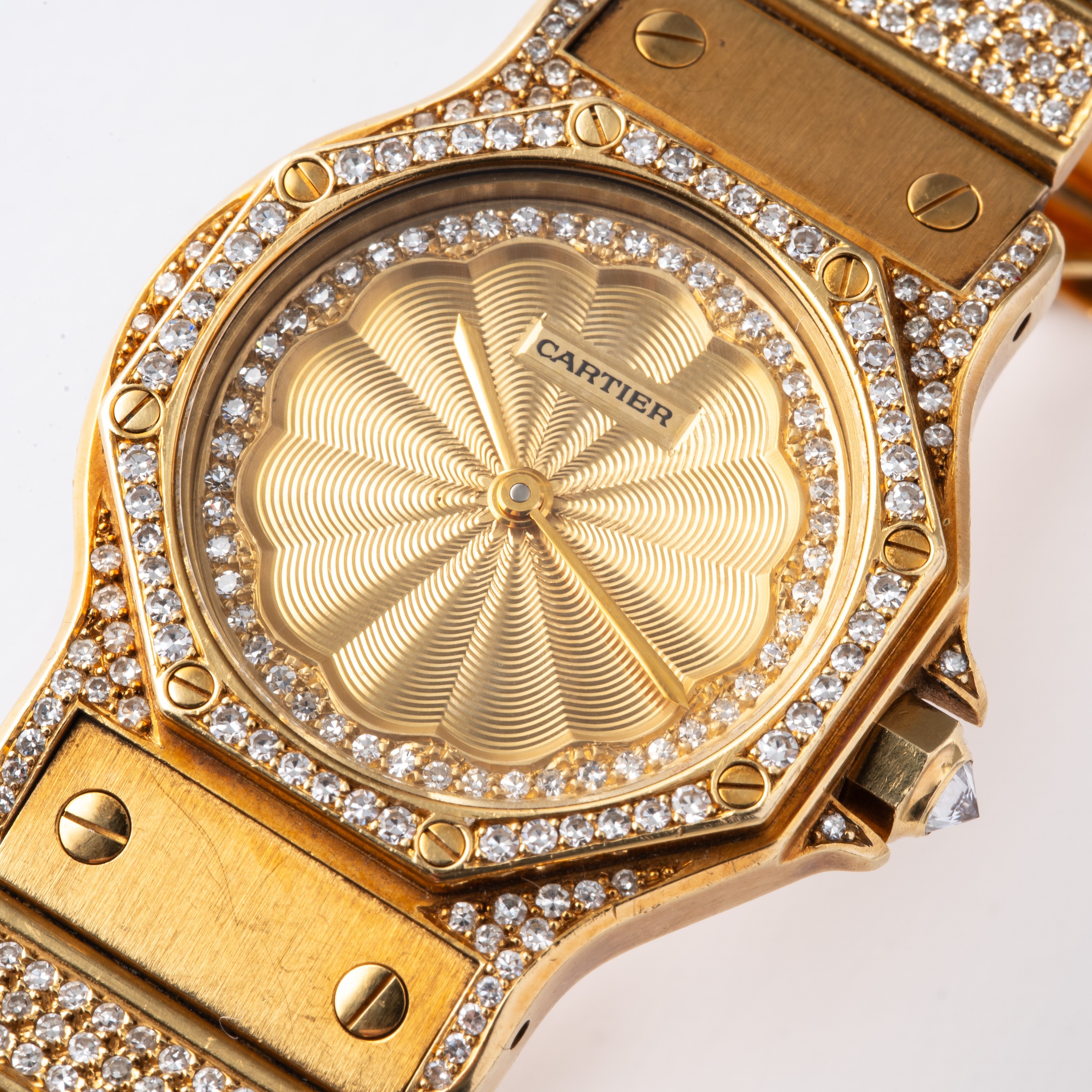 Cartier - Santos “Miss Universo” 1991, orologio automatico in oro giallo 18 kt con diamanti e qua...