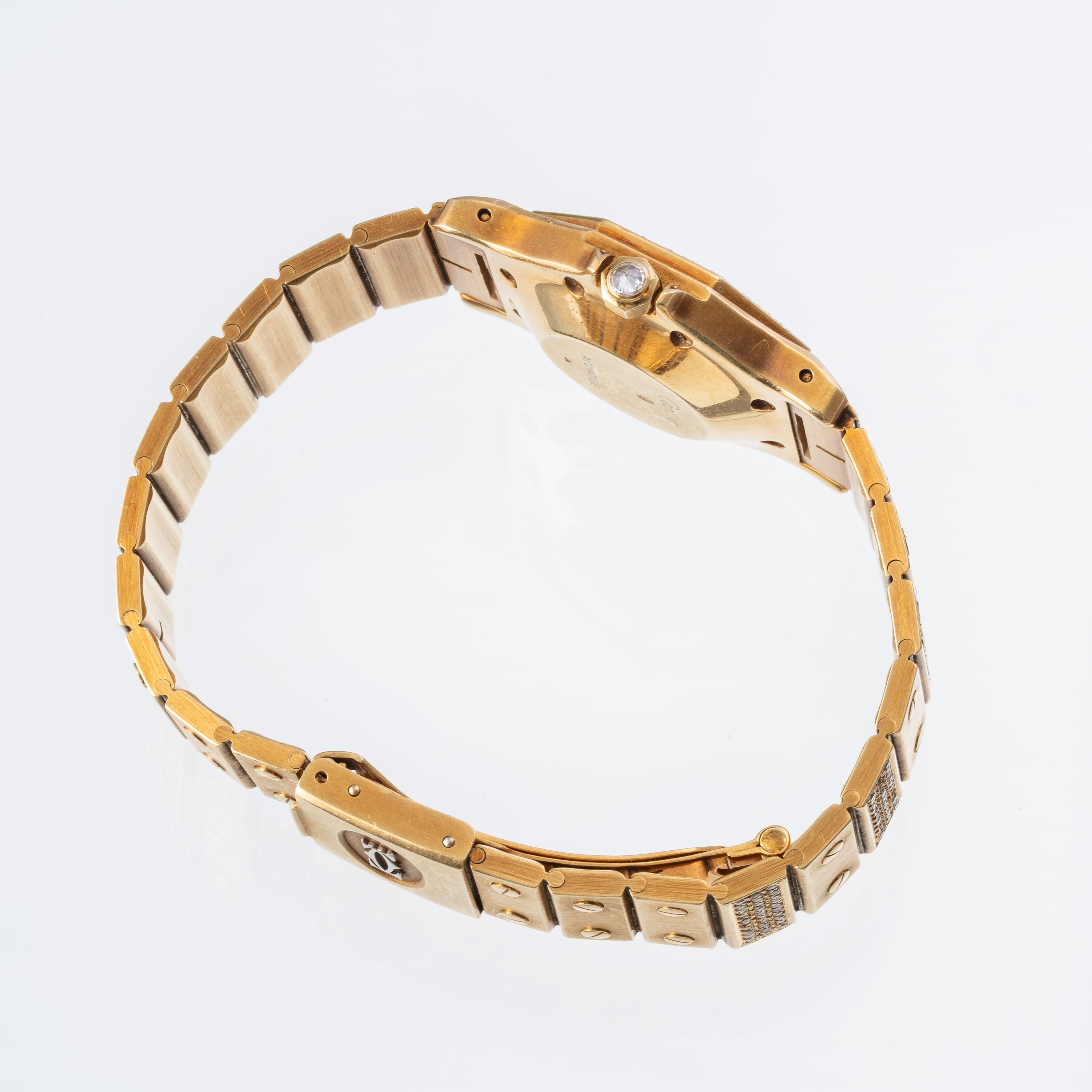 Cartier - Santos “Miss Universo” 1991, orologio automatico in oro giallo 18 kt con diamanti e qua...