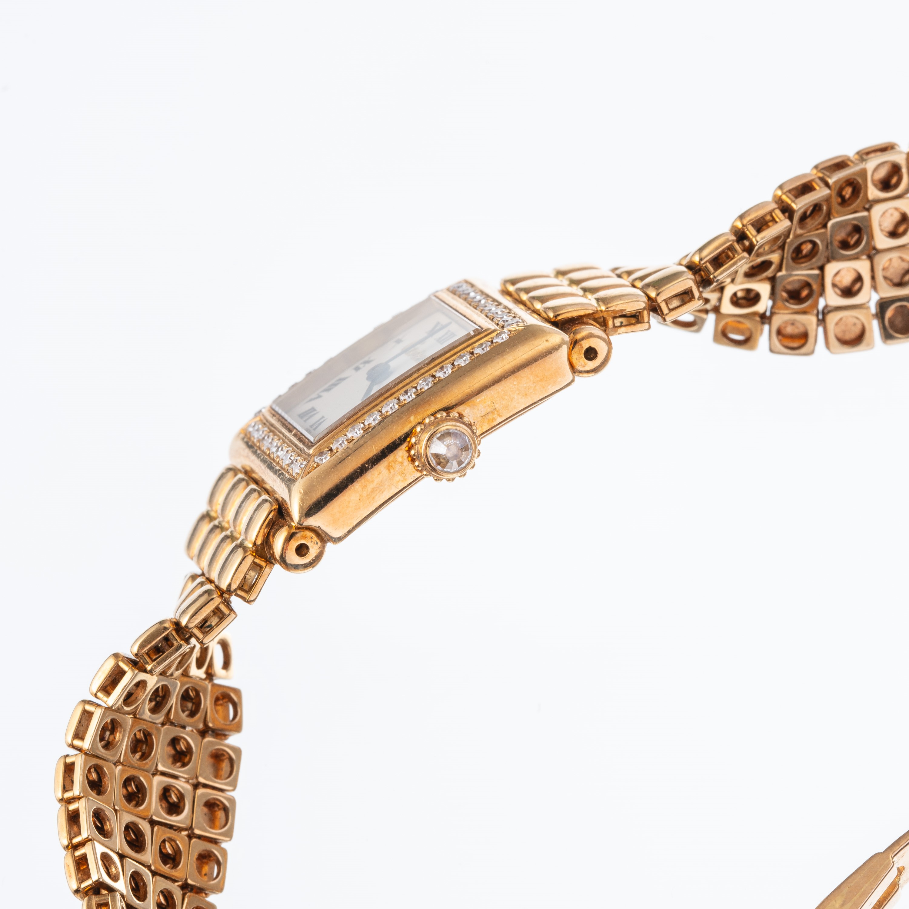Cartier - Orologio Trocadero in oro giallo 18kt con diamanti e movimento al quarzo