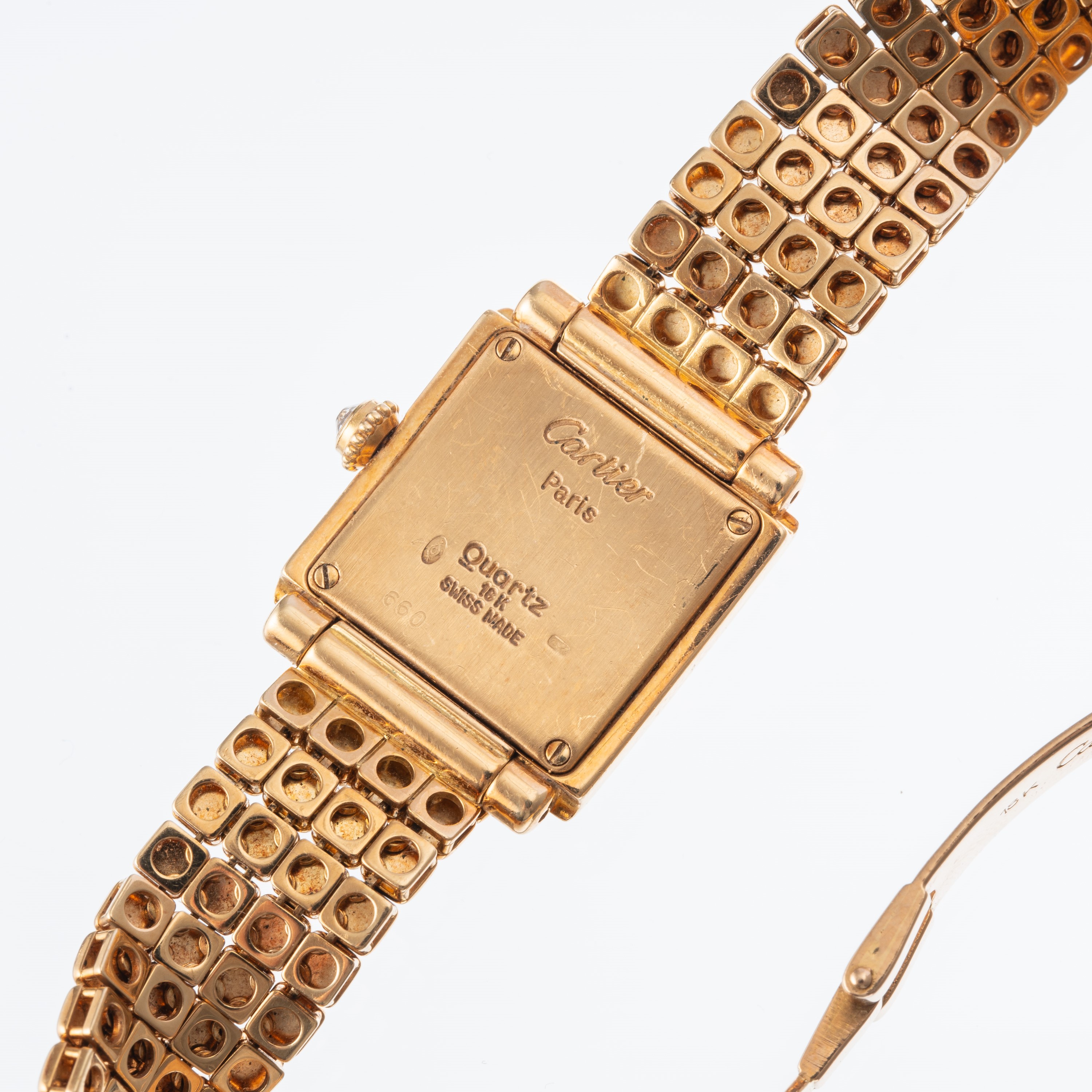 Cartier - Orologio Trocadero in oro giallo 18kt con diamanti e movimento al quarzo