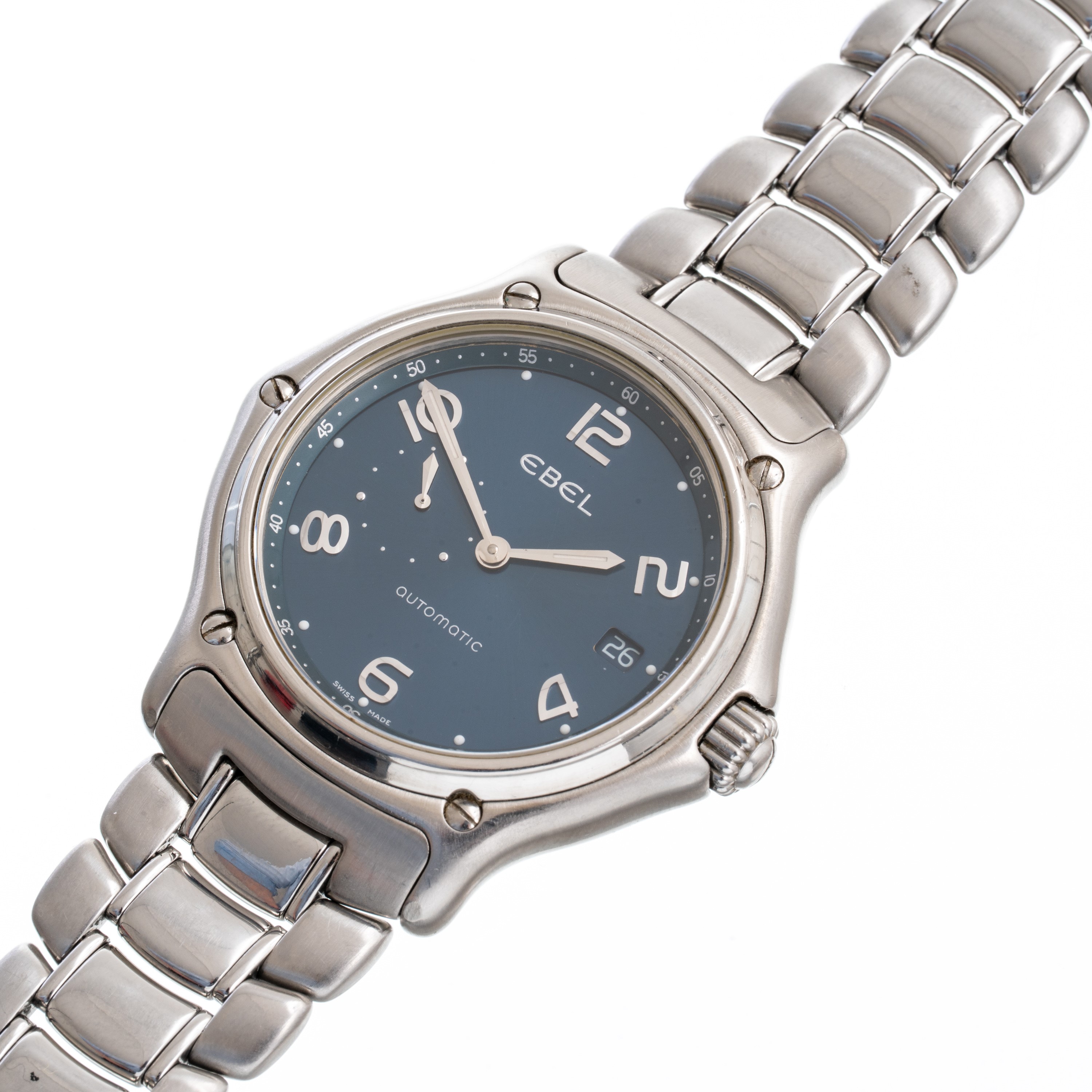 Ebel - Orologio 1911 in acciaio con quadrante blu, piccoli secondi e datario
