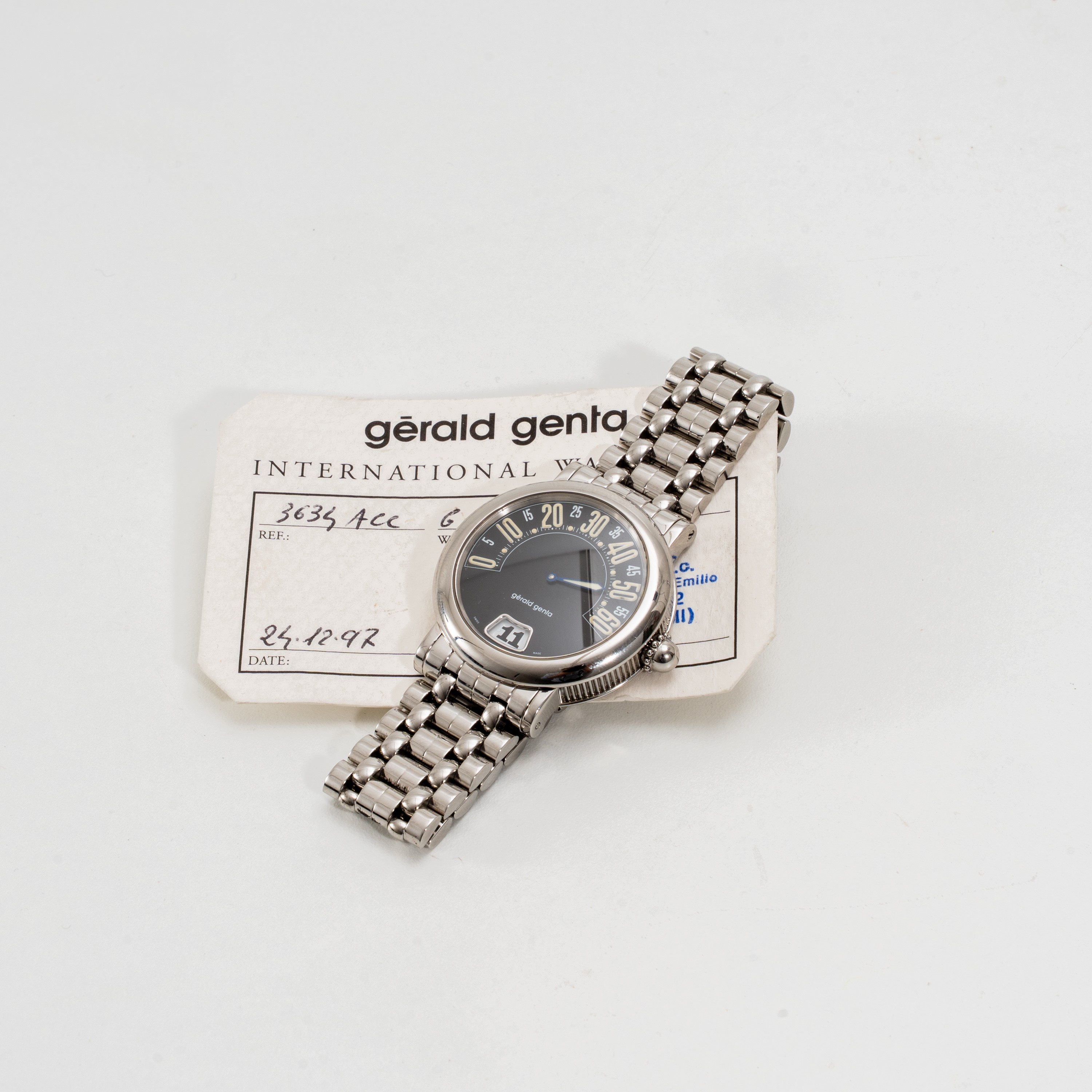 Gerald Genta - Orologio retrogrado a carica automatica con quadrante nero (Referenza G3634)