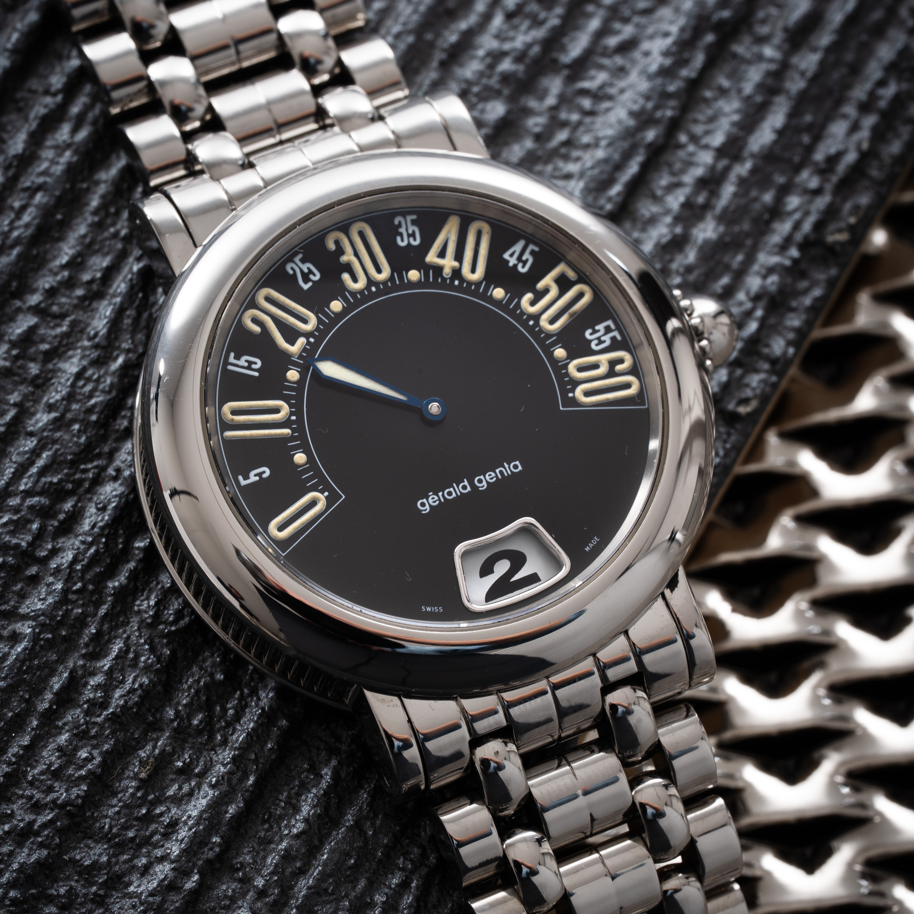 Gerald Genta - Orologio retrogrado a carica automatica con quadrante nero (Referenza G3634)