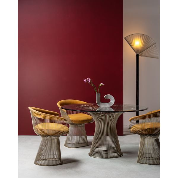 WARREN PLATNER, TAVOLO E QUATTRO SEDIE