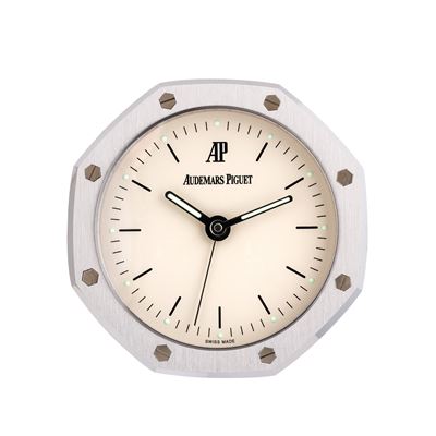 Pendulette Royal Oak sveglia al quarzo in acciaio con quadrante bianco