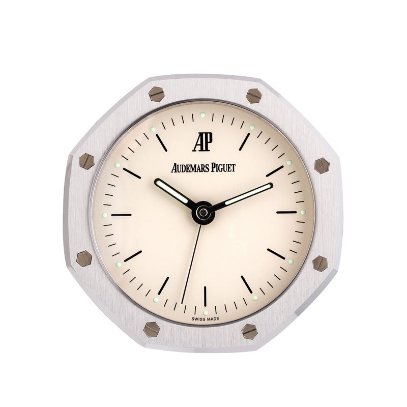 Audemars Piguet - Pendulette Royal Oak sveglia al quarzo in acciaio con quadrante bianco