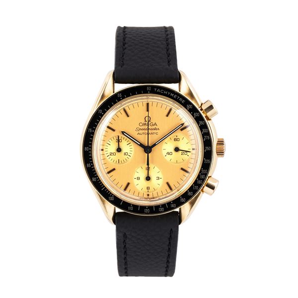 OMEGA - OMEGA - SPEEDMASTER REDUCED CRONOGRAFO IN ORO GIALLO 18KT A CARICA AUTOMATICA CON QUADRANTE CHAMPAGNE
