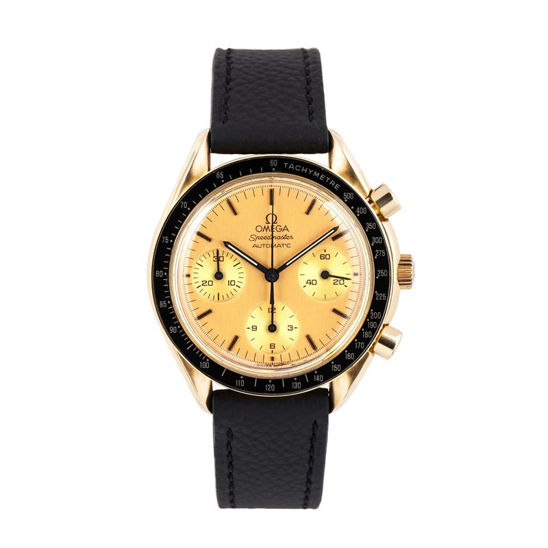 Omega - Speedmaster Reduced BA1750032, cronografo in oro giallo 18 kt a carica automatica, quadra...