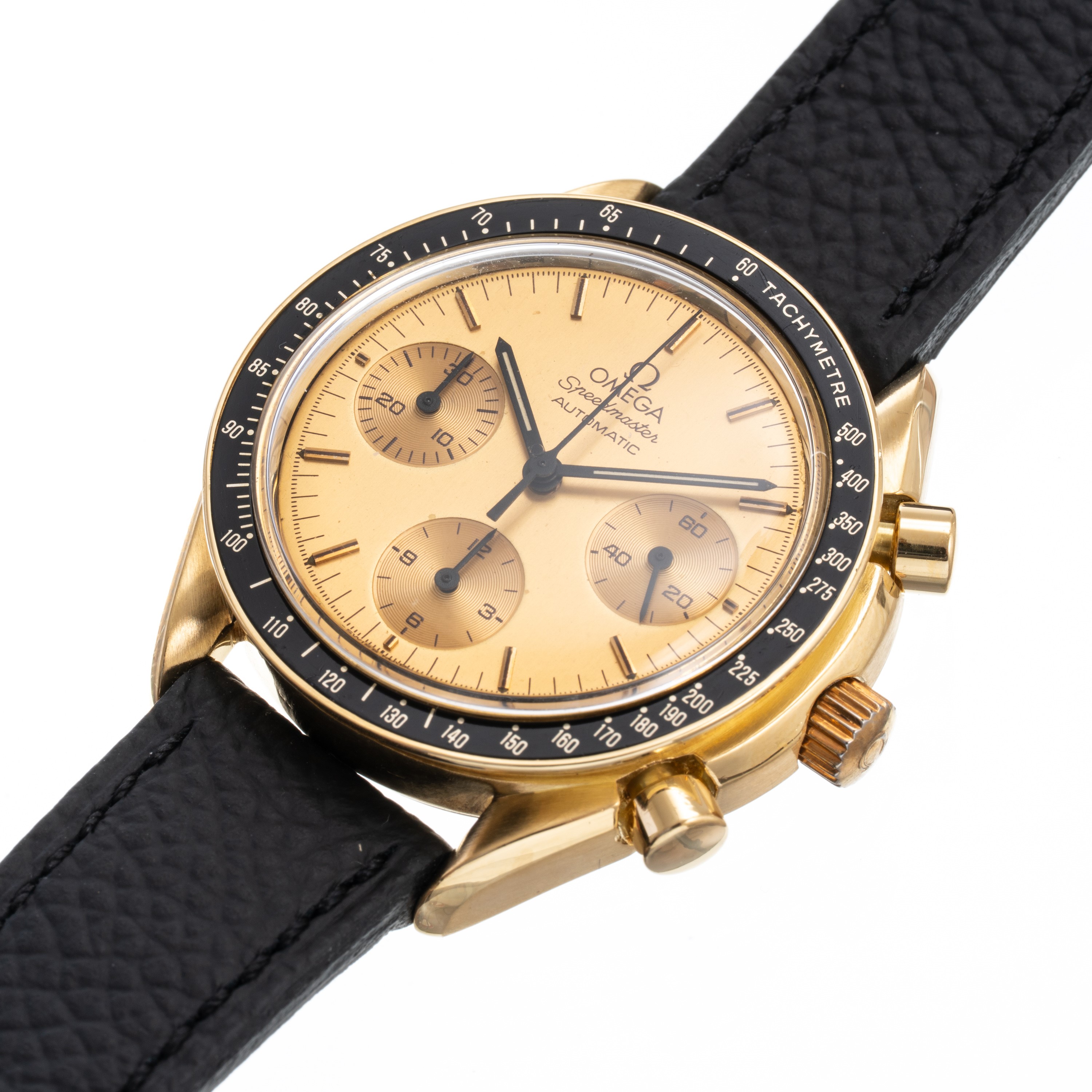 Omega - Speedmaster Reduced BA1750032, cronografo in oro giallo 18 kt a carica automatica, quadra...