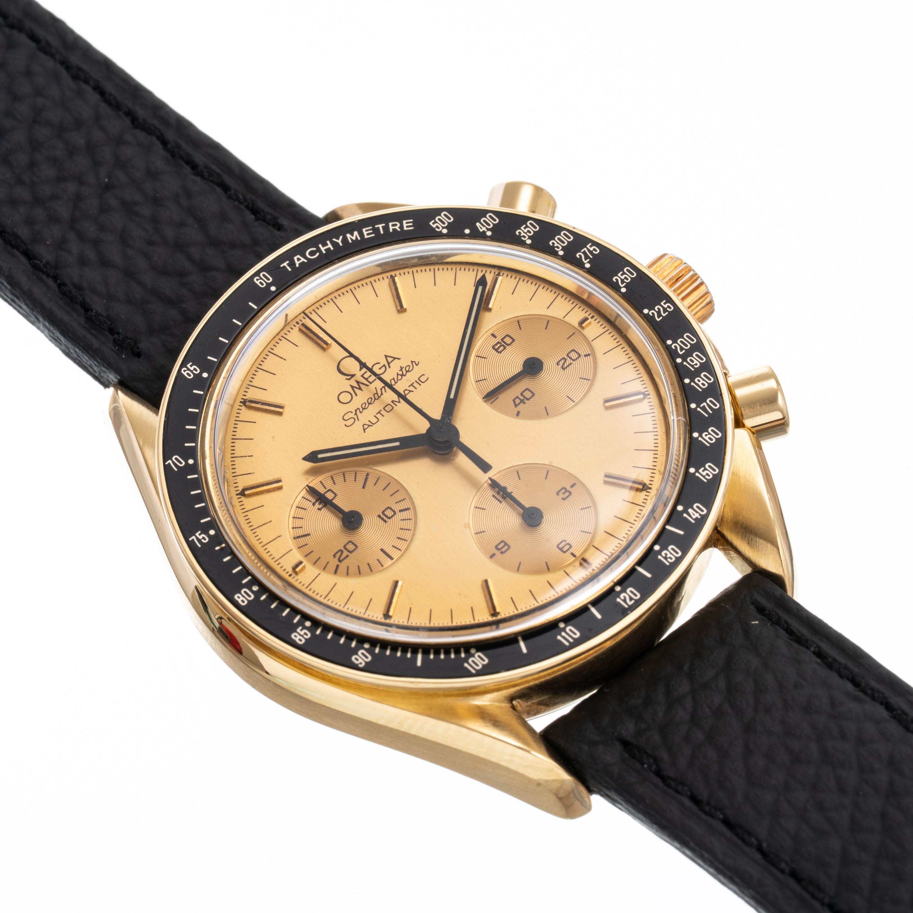 Omega - Speedmaster Reduced BA1750032, cronografo in oro giallo 18 kt a carica automatica, quadra...