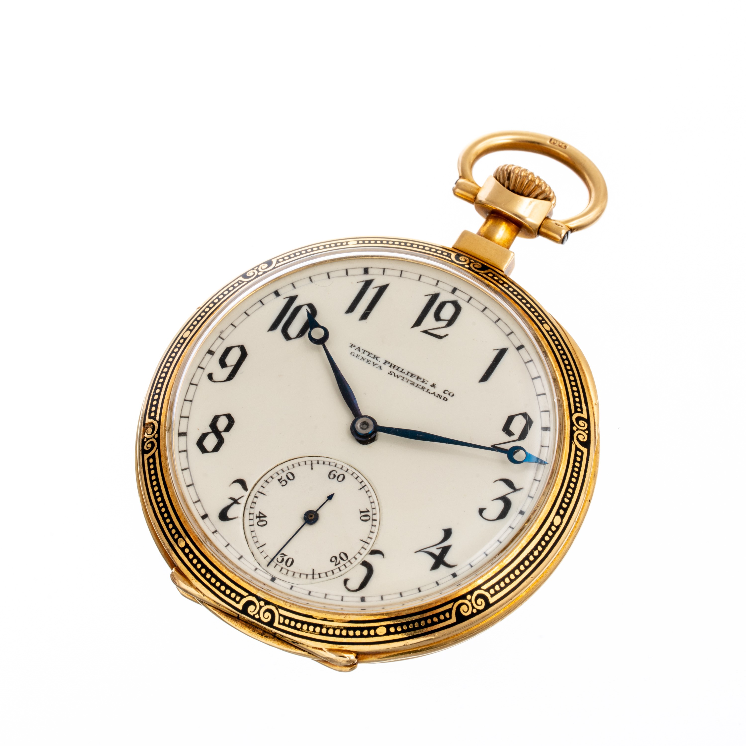 Patek Philippe - Orologio da tasca a carica manuale in oro giallo 18 kt con quadrante in porcella...