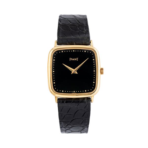 PIAGET - PIAGET OROLOGIO SOLOTEMPO A CARICA MANUALE IN ORO GIALLO 18KT CON QUADRANTE IN ONICE