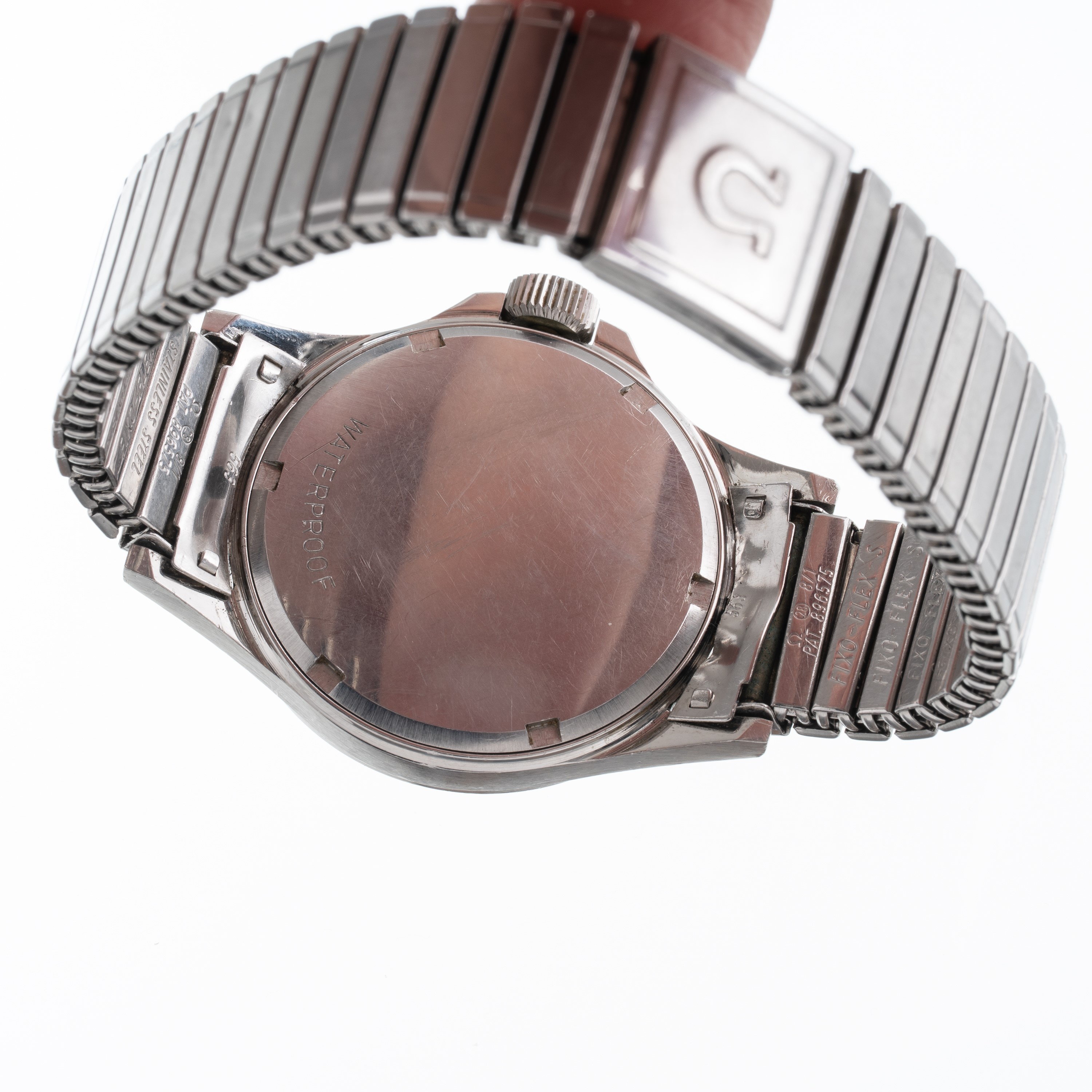 Omega - Orologio da polso Genève “Ancoretta” in acciaio, carica manuale, quadrante nero e arancio...